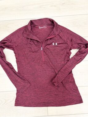 Under Armour Women's Athletic Maroon Heather 1/4 Zip Pullover. Size medium